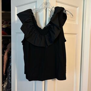 Black Ruffle Knit Tank